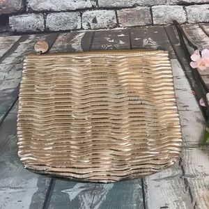 Mark. Gold Tone Crinkle Clutch/Makeup Bag